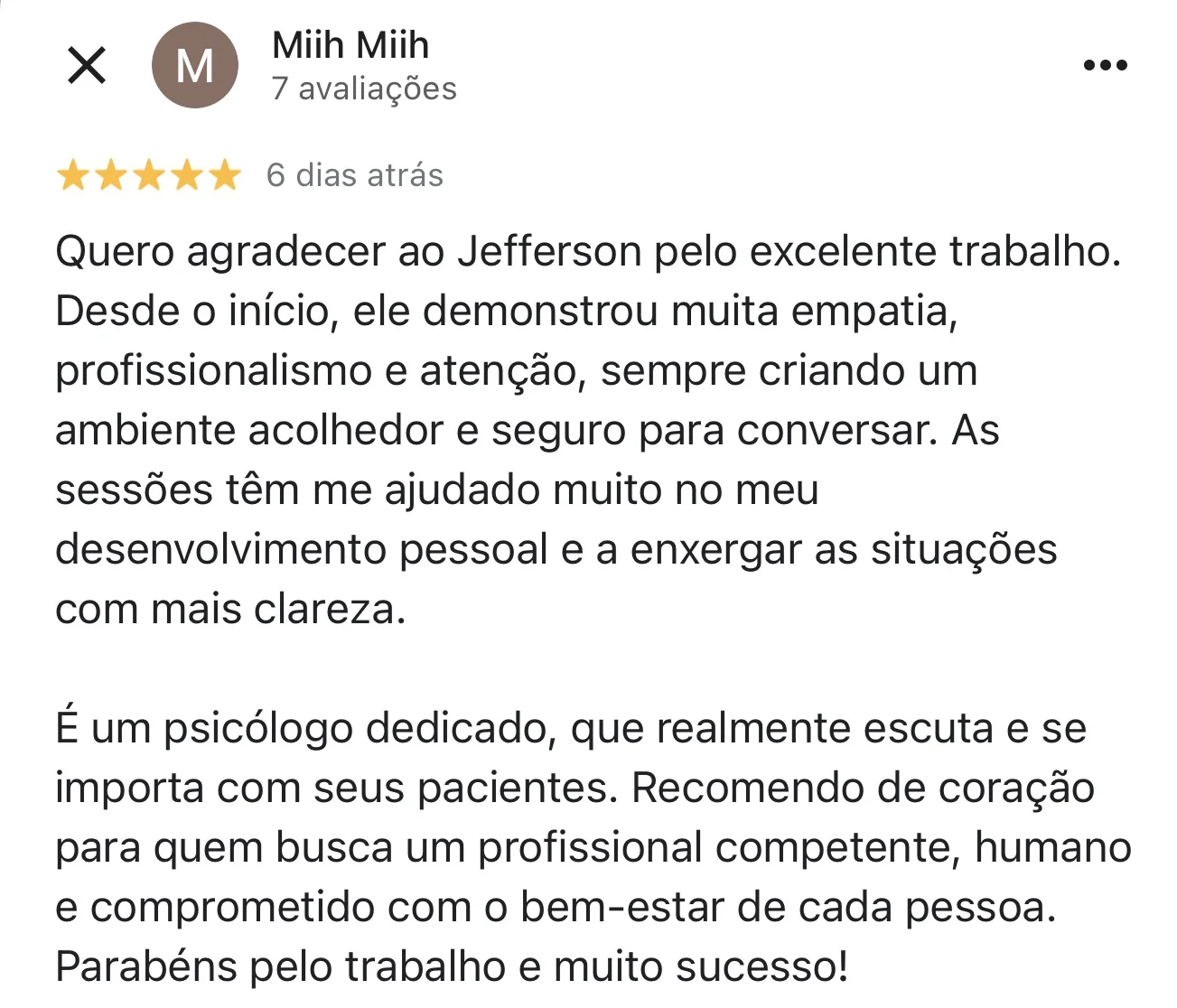 Avaliação 1 no Google